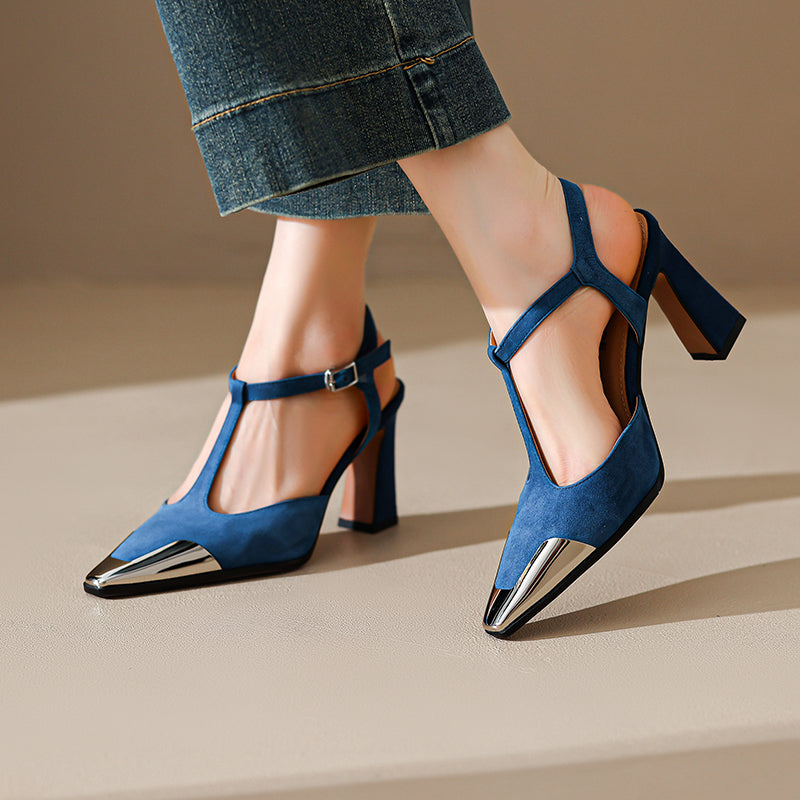 Genuine Suede Block Heels