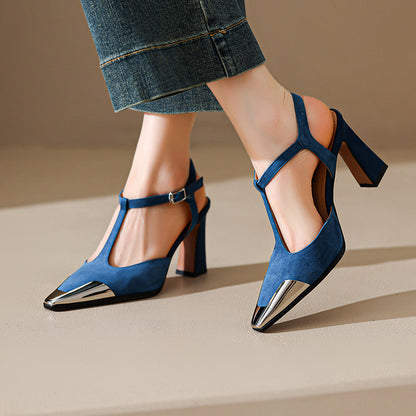 Genuine Suede Block Heels