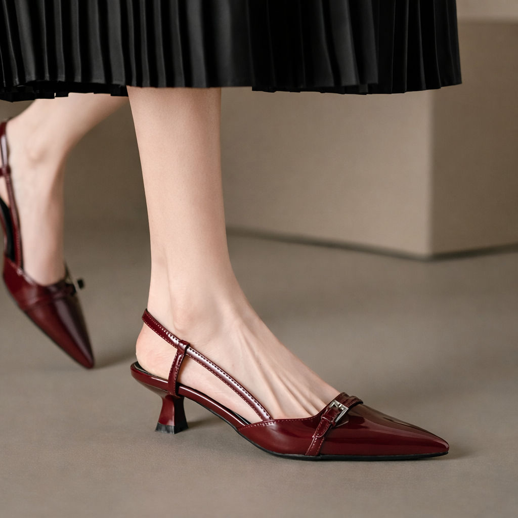 Sylvana Patent Leather Pointed-Toe Slingback Heels