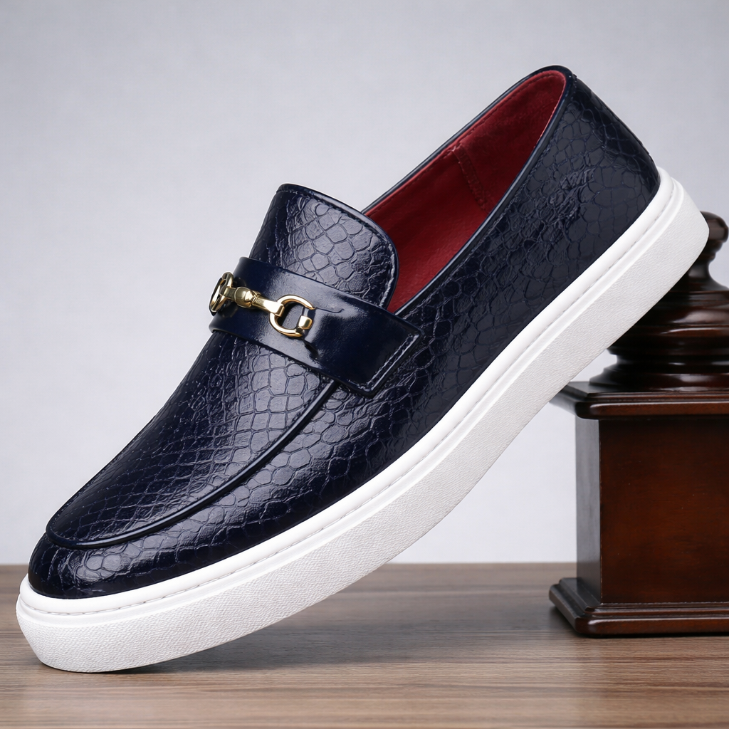 Montaro Croc-Embossed Leather Horsebit Loafers