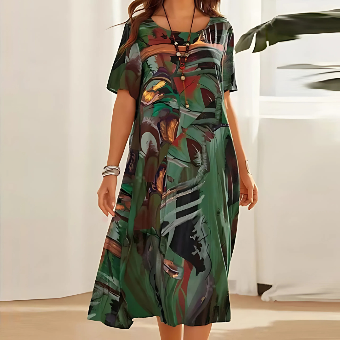 Aveline Abstract Print Midi Dress