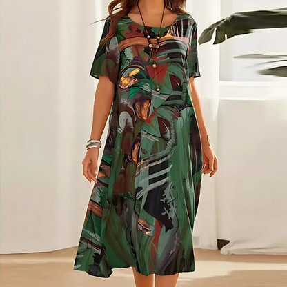 Aveline Abstract Print Midi Dress