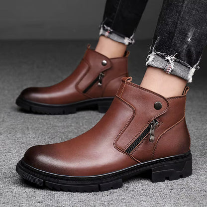 Draven Leather Side-Zip Boots