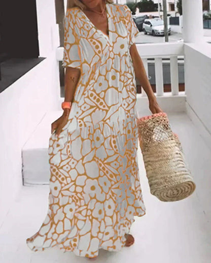 V-Neck Flowy Maxi Dress