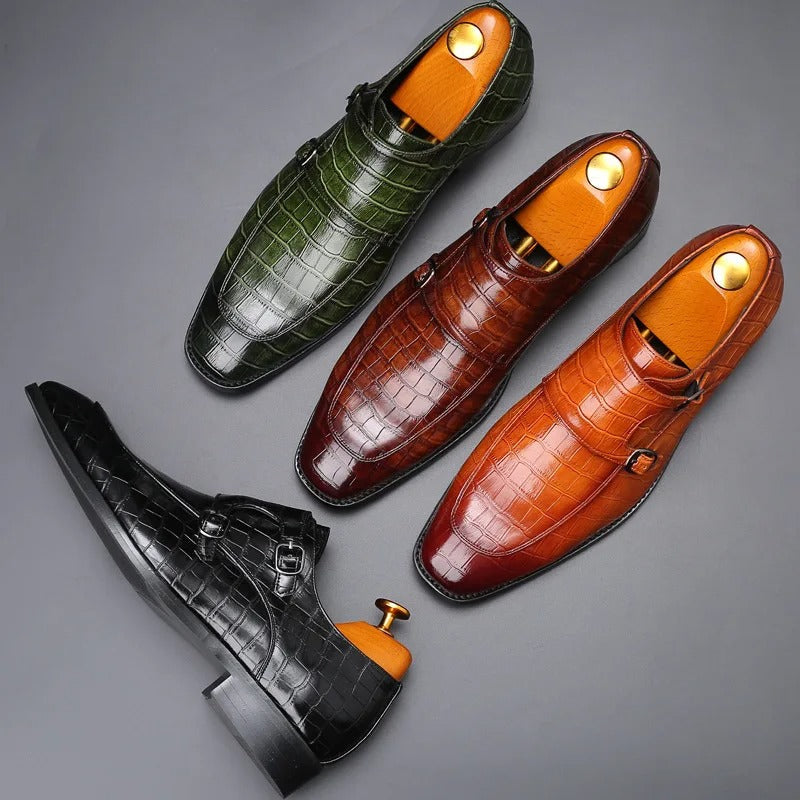 Calvino Leather Monk Strap Orthopedic Dress Shoes