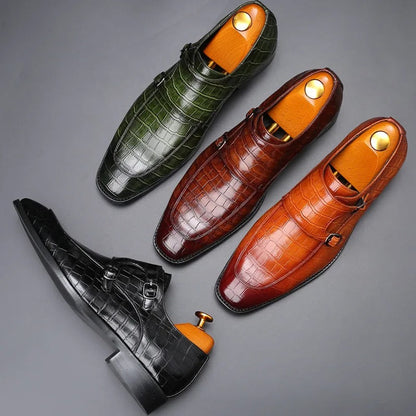 Calvino Leather Monk Strap Orthopedic Dress Shoes