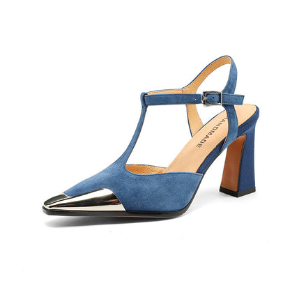 Genuine Suede Block Heels