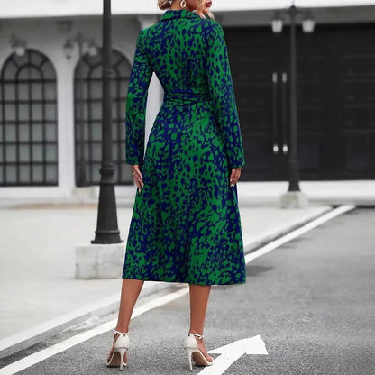 Celestina Abstract Print Belted Midi Dress