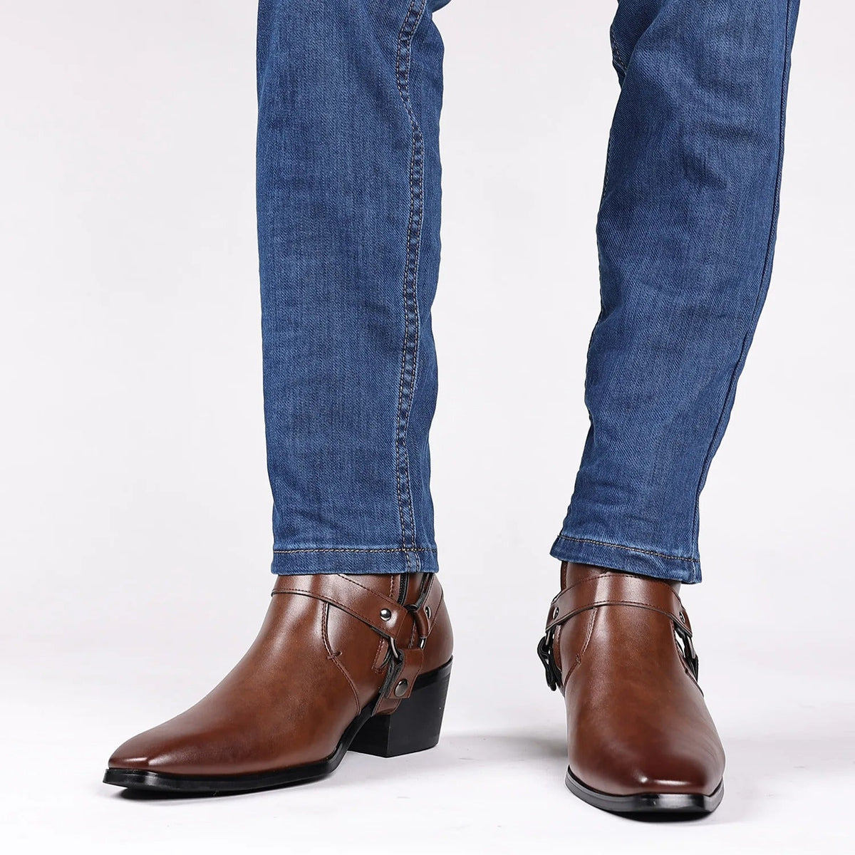 Men's Leather Harness Boots