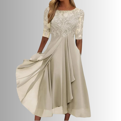 Lace Chiffon Maxi Dress
