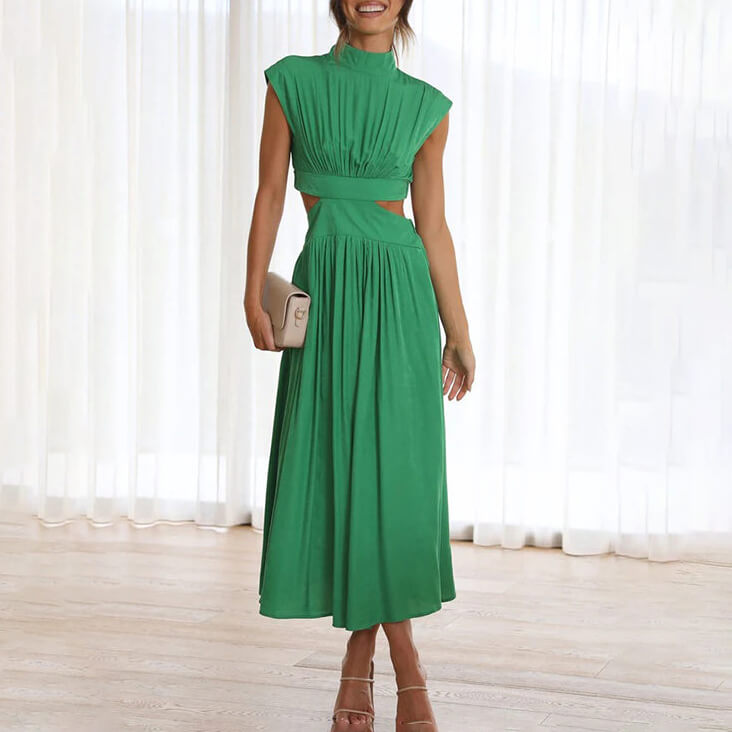 Delphine Mock Neck Midi Dress