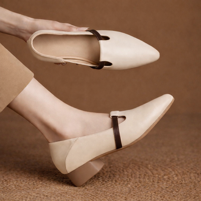 Luciana Leather Gold Accent Flats