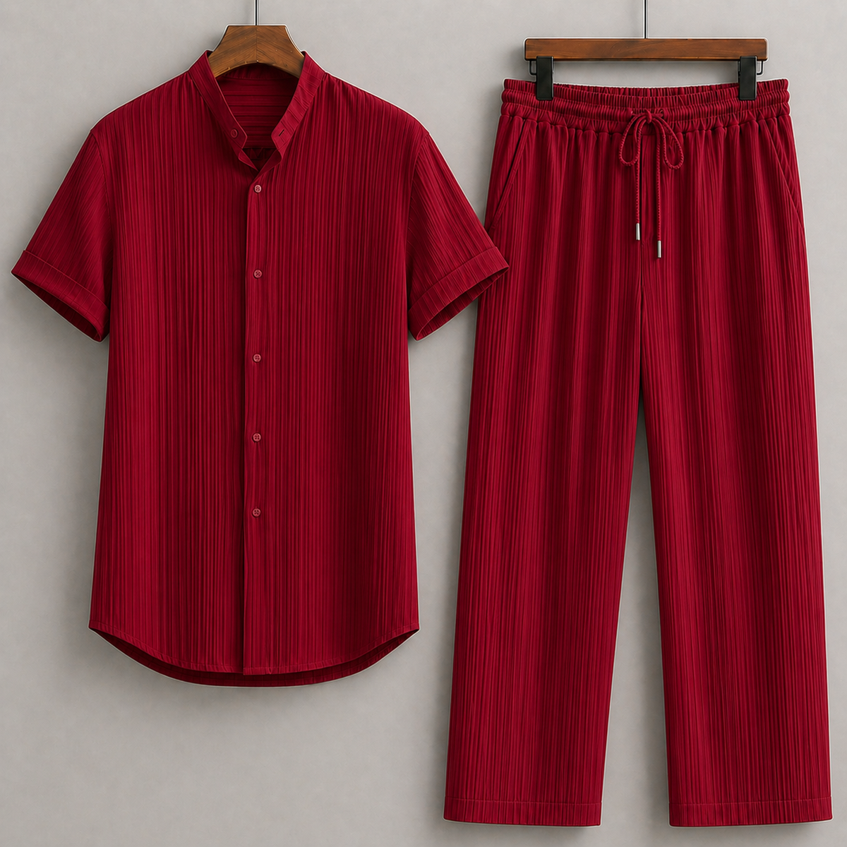 Men's Linen Shirt and Drawstring Pants Set