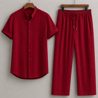 Men's Linen Shirt and Drawstring Pants Set