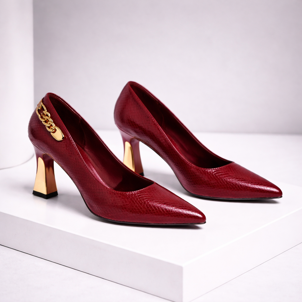 Celestina Italian Leather Block Heel Pumps