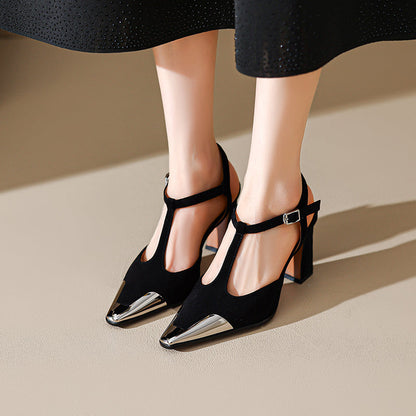 Genuine Suede Block Heels