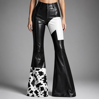 High-Waisted Leather Flare Pants