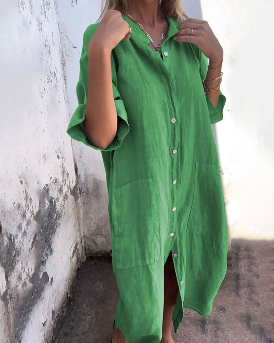 Relaxed-Fit Boho Shirt Dress