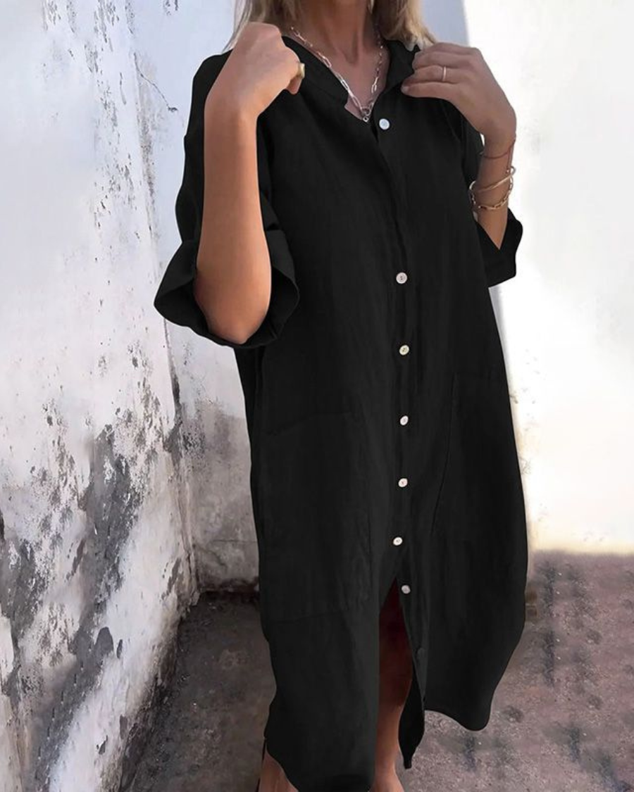 Relaxed-Fit Boho Shirt Dress
