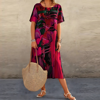 Aveline Abstract Print Midi Dress