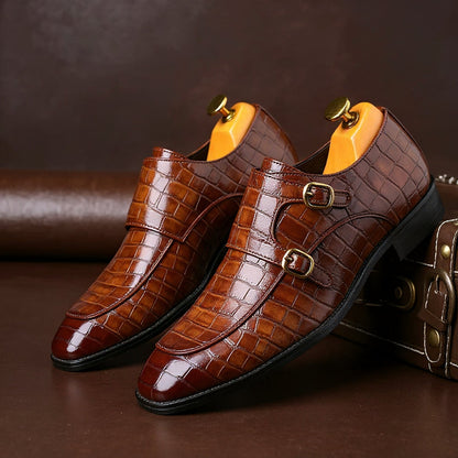 Calvino Leather Monk Strap Orthopedic Dress Shoes