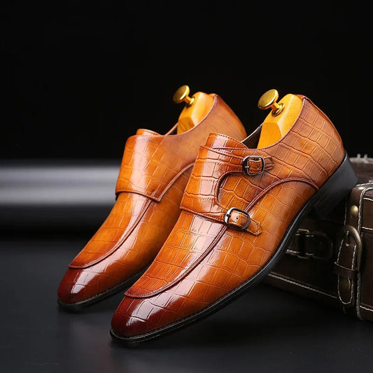 Calvino Leather Monk Strap Orthopedic Dress Shoes