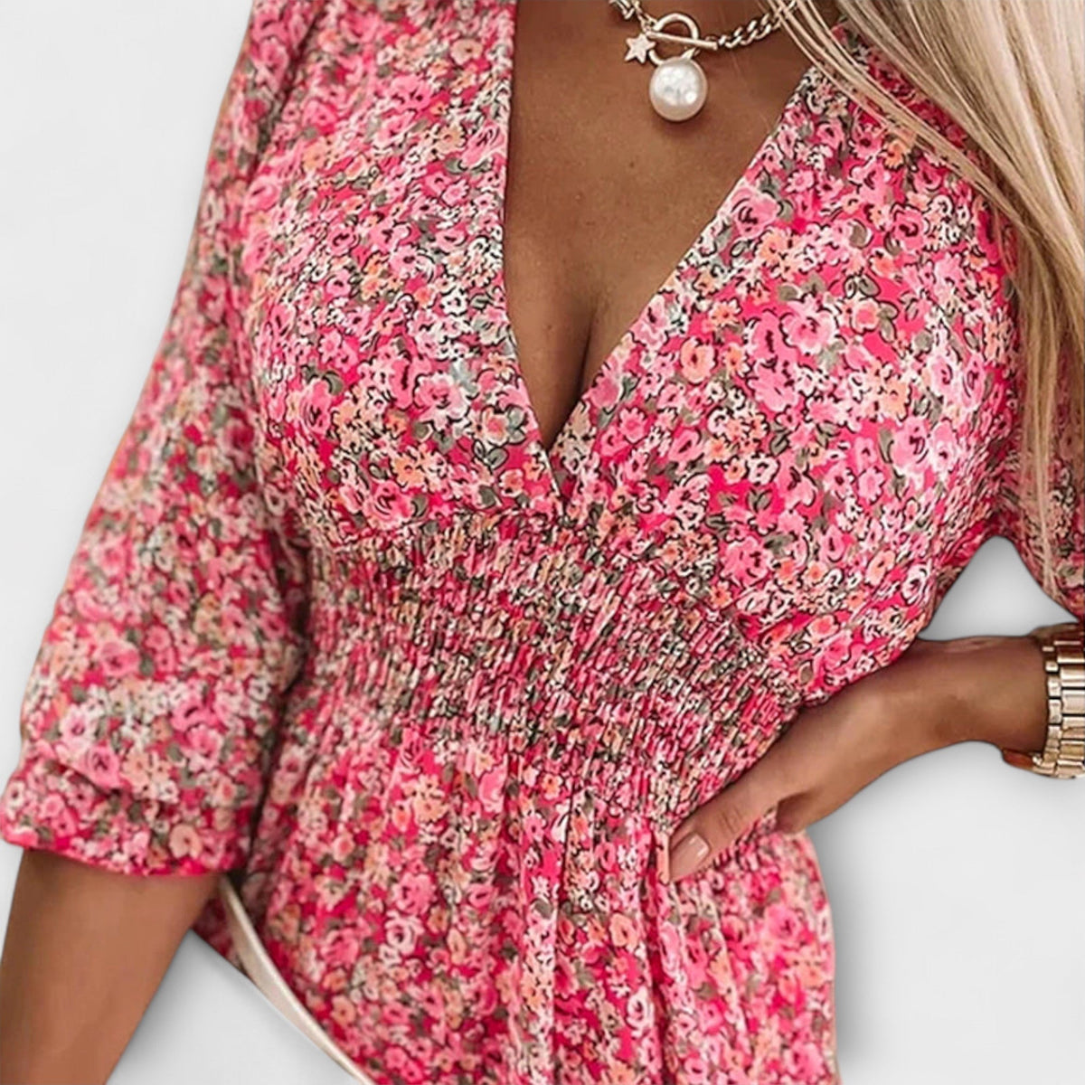 Smocked Floral Puff Sleeve Mini Dress