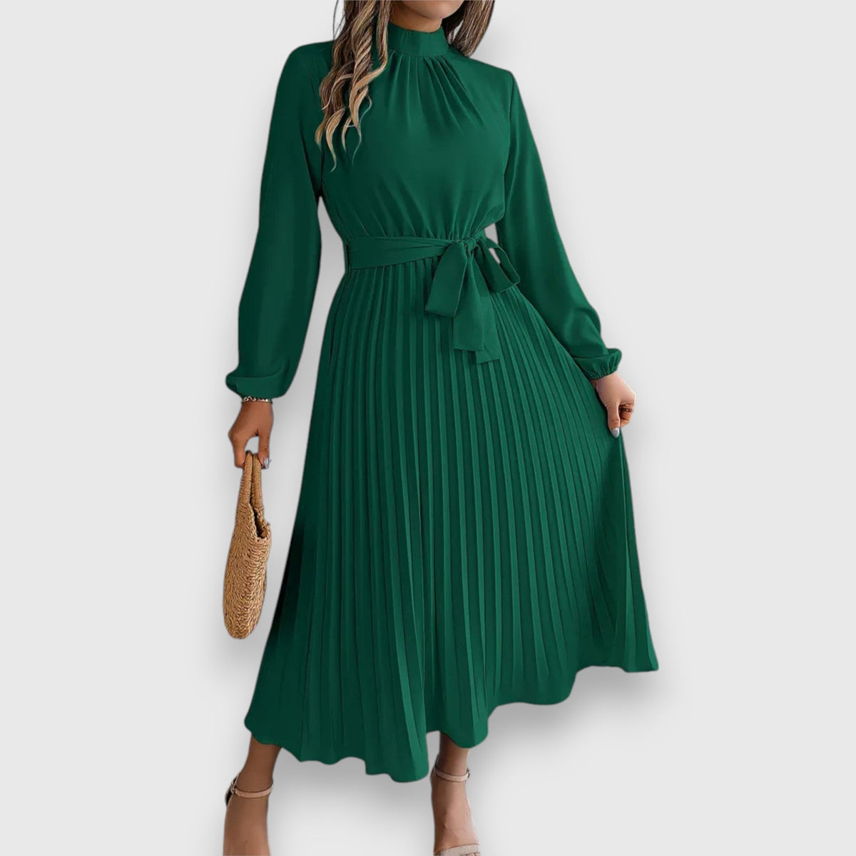 Pleated Midi Dress