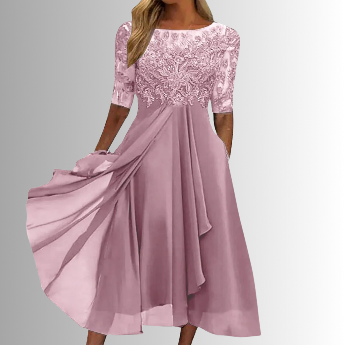 Lace Chiffon Maxi Dress
