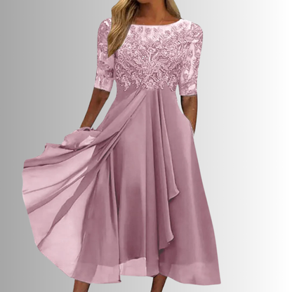 Lace Chiffon Maxi Dress