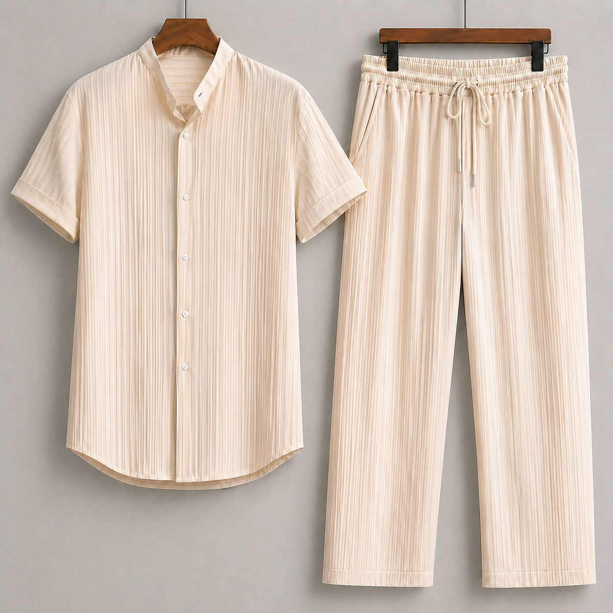 Men's Linen Shirt and Drawstring Pants Set