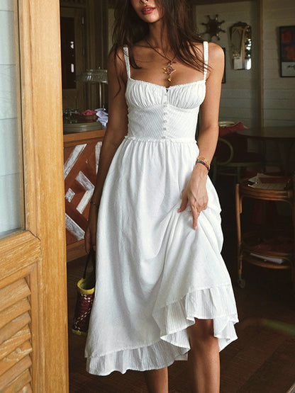 Marlena Smocked Spaghetti Strap Midi Dress