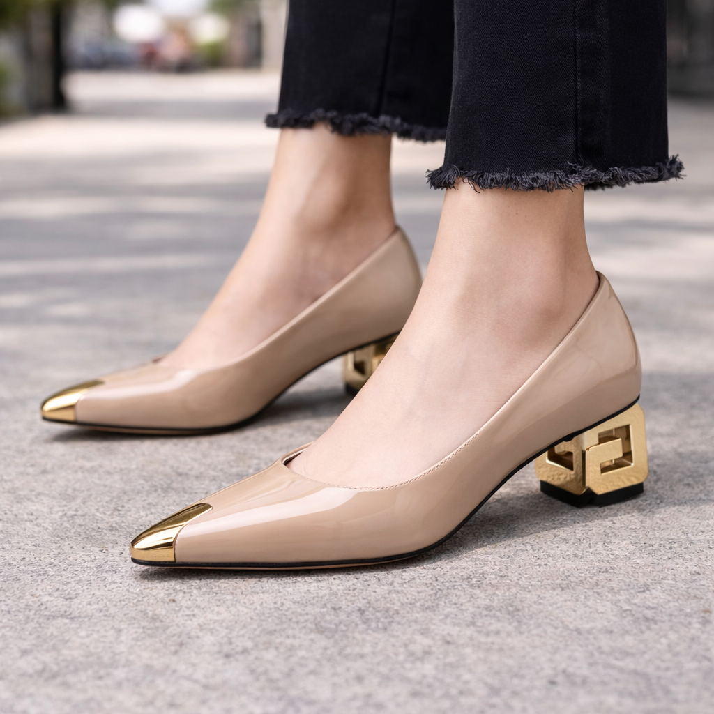 Luciana Patent Leather Block Heel Pumps