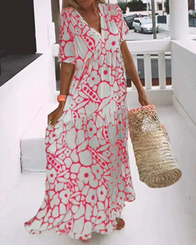 V-Neck Flowy Maxi Dress