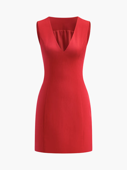 Vivienne V-Neck Fitted Mini Dress