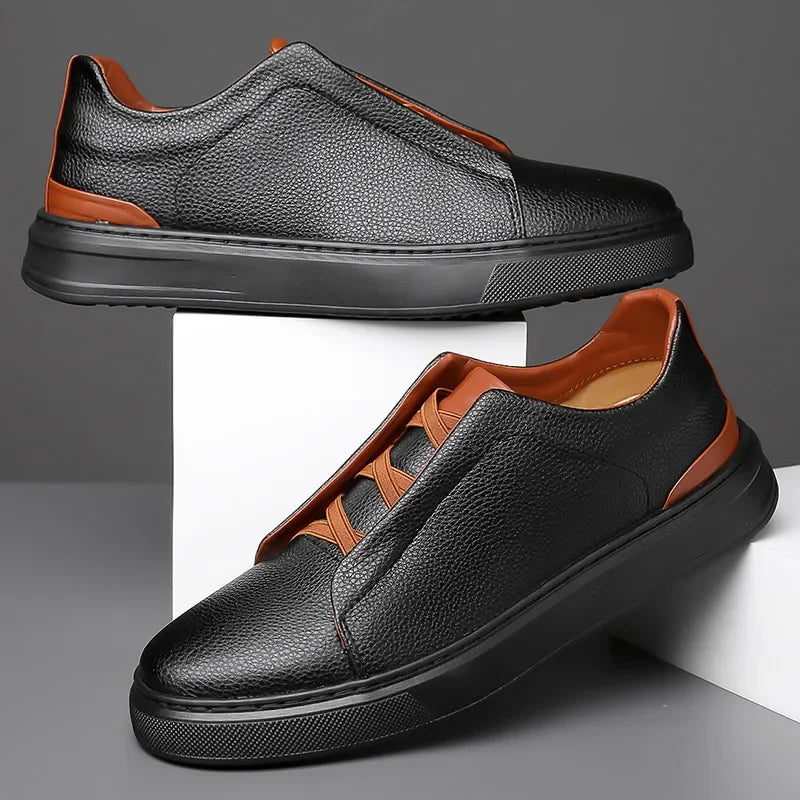 Calvino Pebbled Leather Dress Shoes