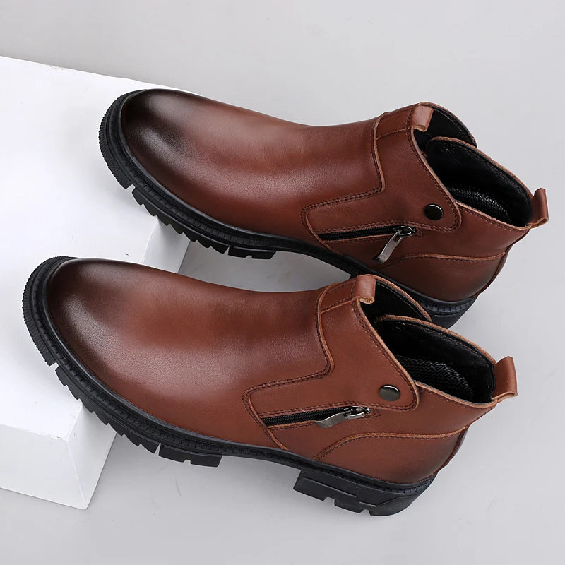 Draven Leather Side-Zip Boots