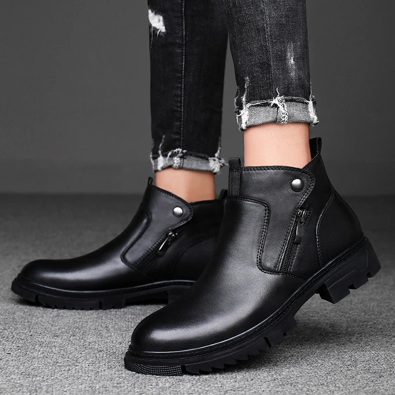 Draven Leather Side-Zip Boots