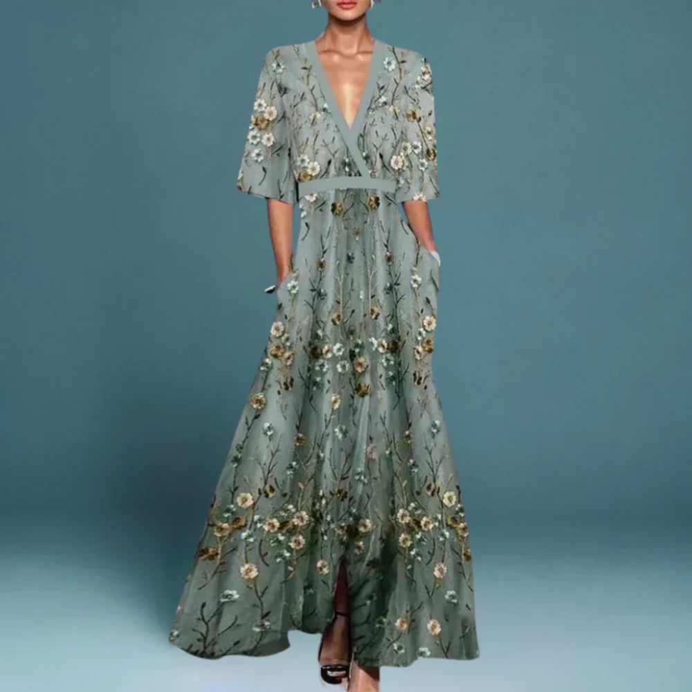 Floral V-Neck Maxi Dress