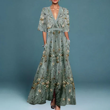 Floral V-Neck Maxi Dress