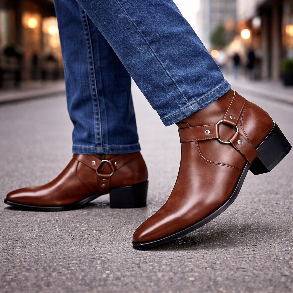 Men's Leather Harness Boots