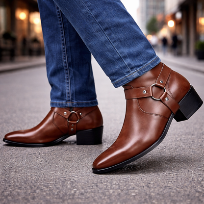 Men's Leather Harness Boots
