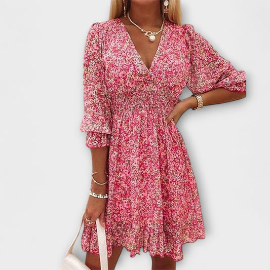 Smocked Floral Puff Sleeve Mini Dress