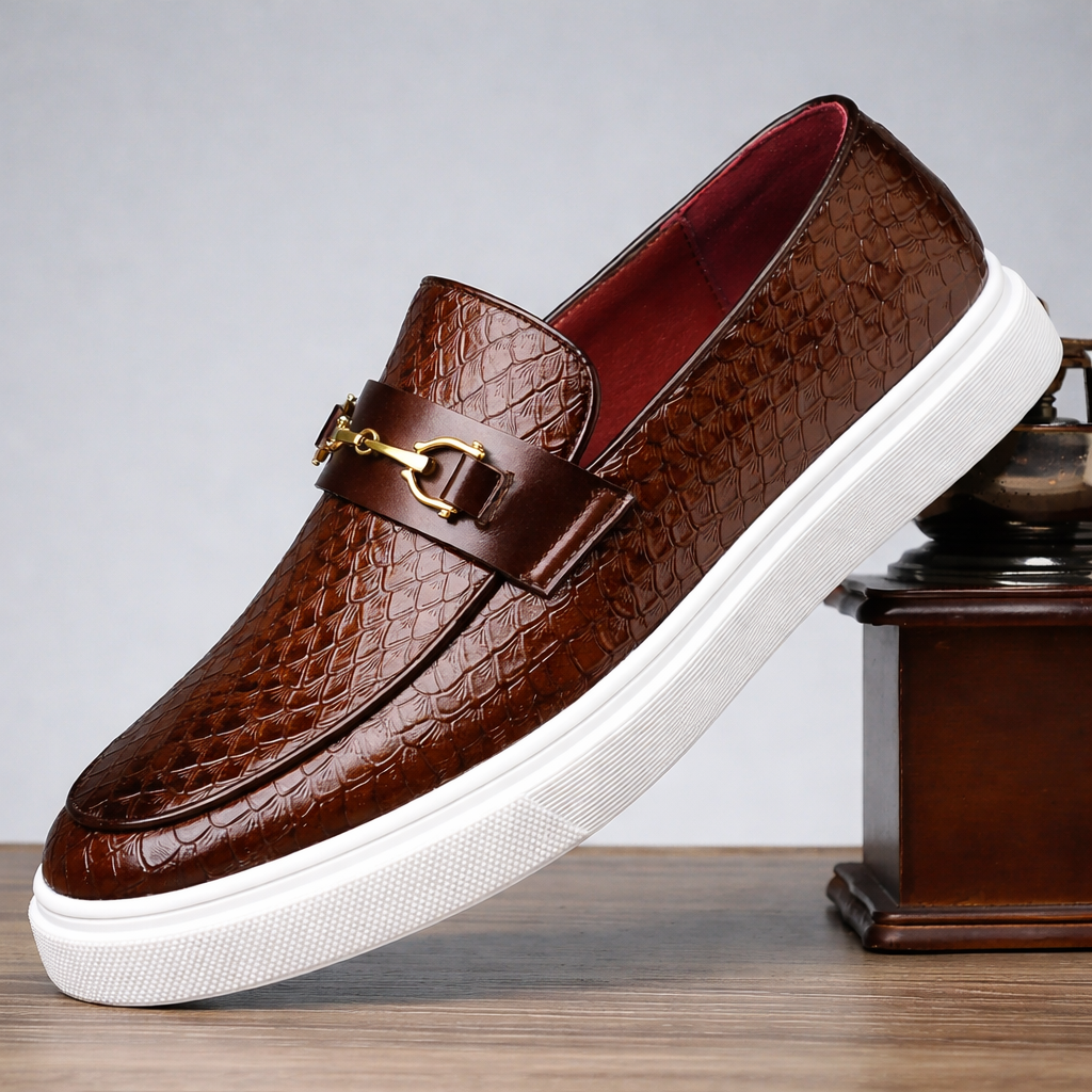 Montaro Croc-Embossed Leather Horsebit Loafers