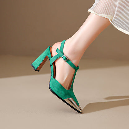 Genuine Suede Block Heels