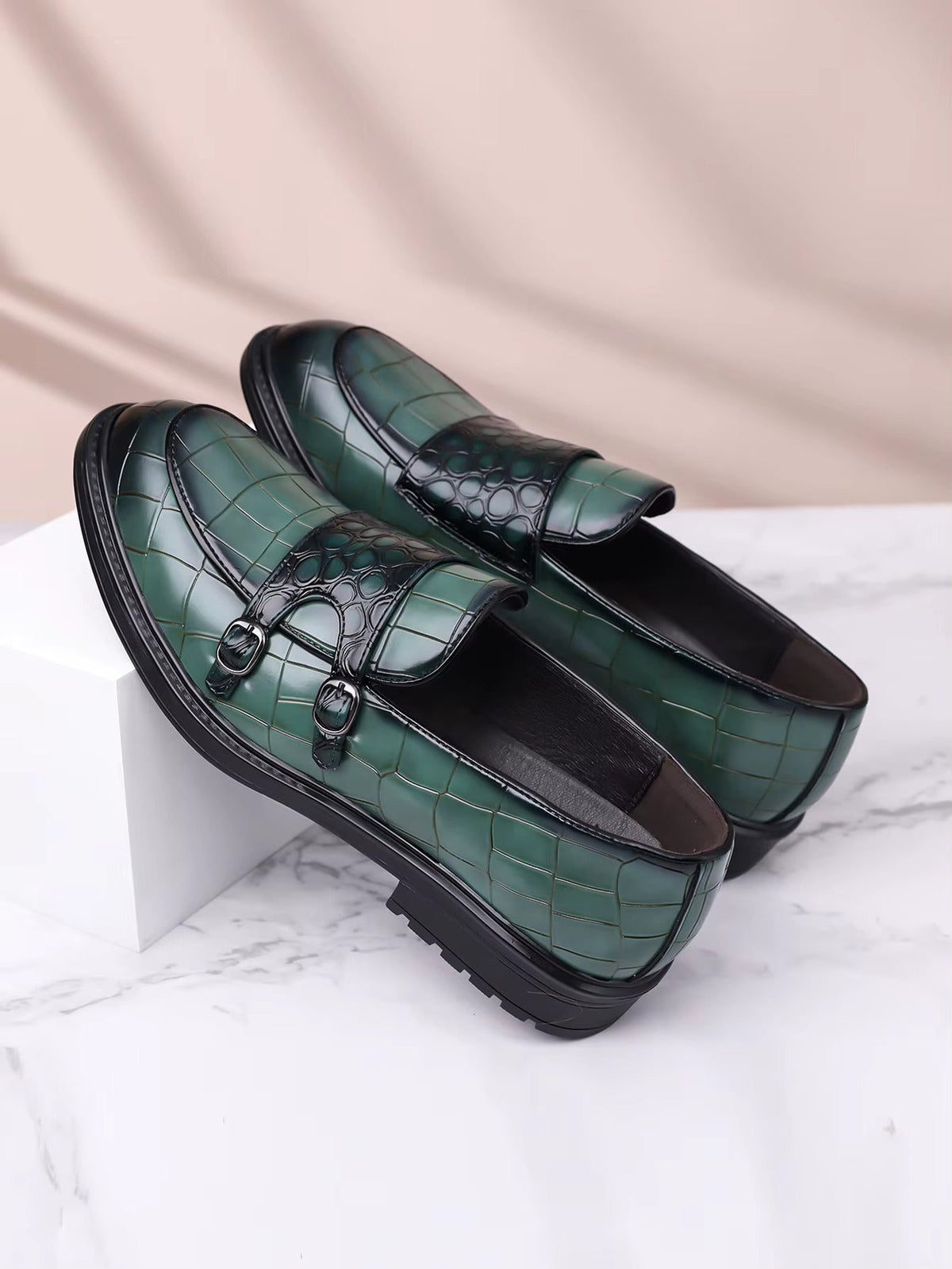 Ravello Orthopedic Leather Double Monk Strap Shoes
