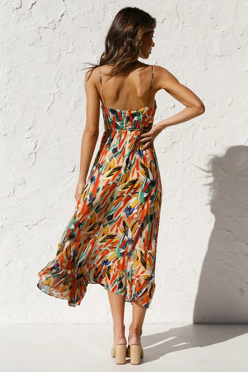 Floral Spaghetti Strap Midi Dress