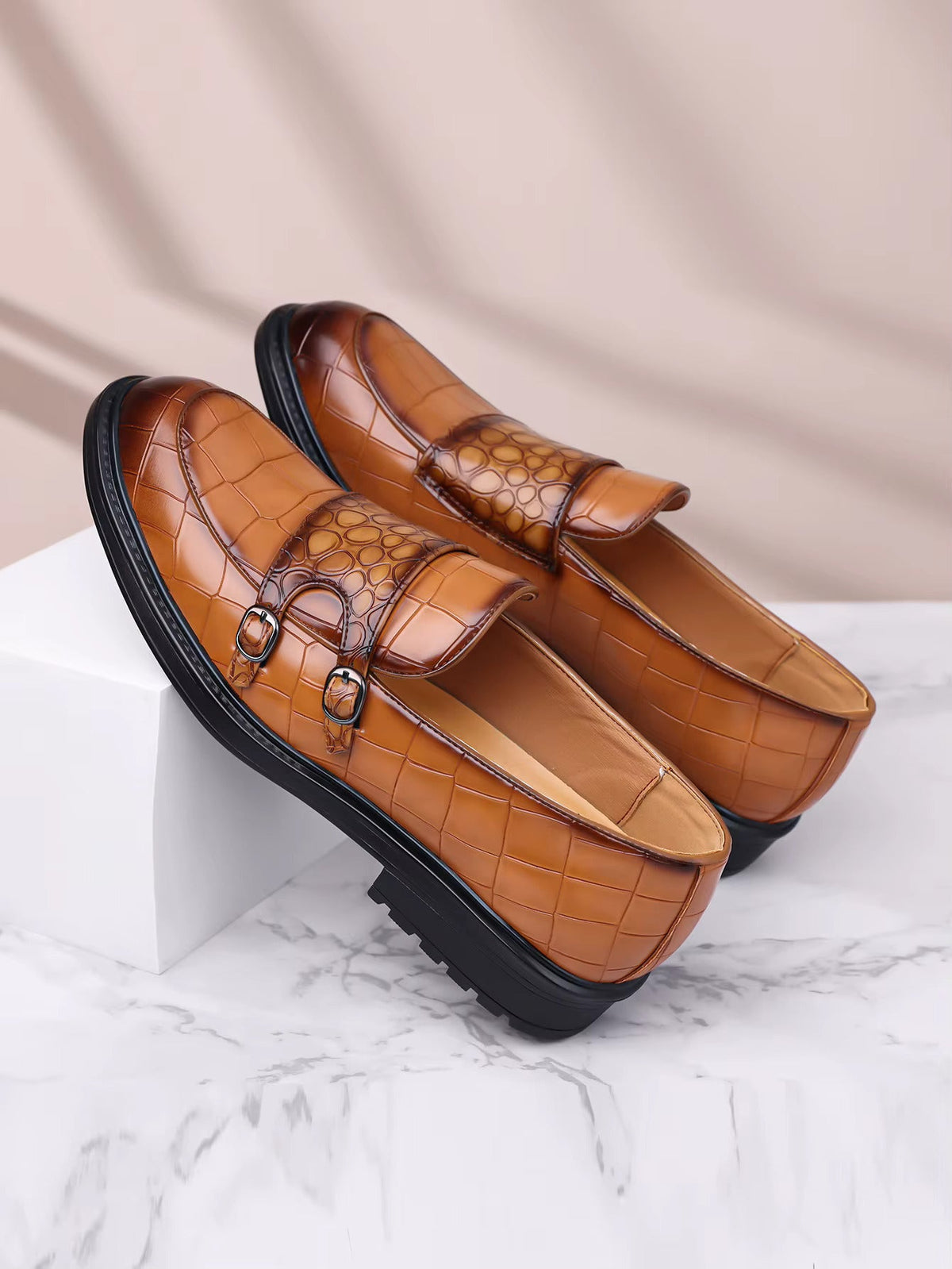 Ravello Orthopedic Leather Double Monk Strap Shoes