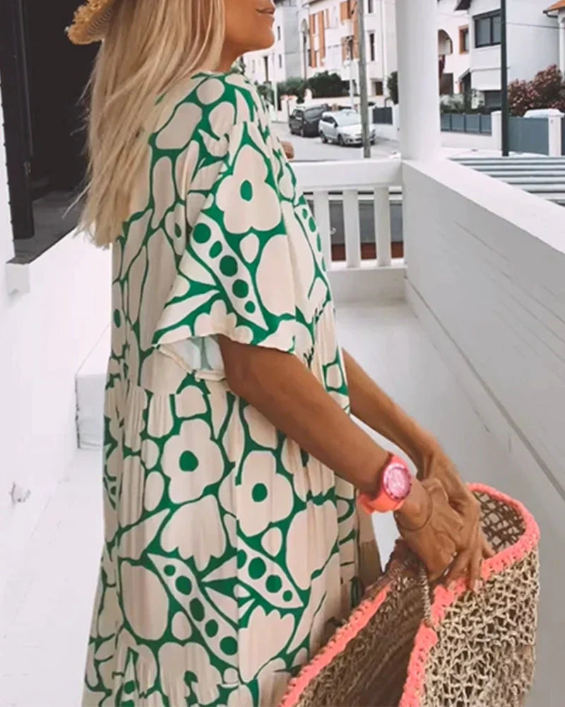 V-Neck Flowy Maxi Dress