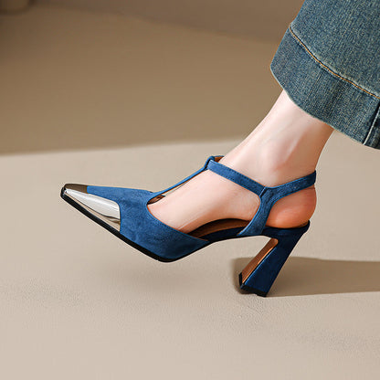 Genuine Suede Block Heels